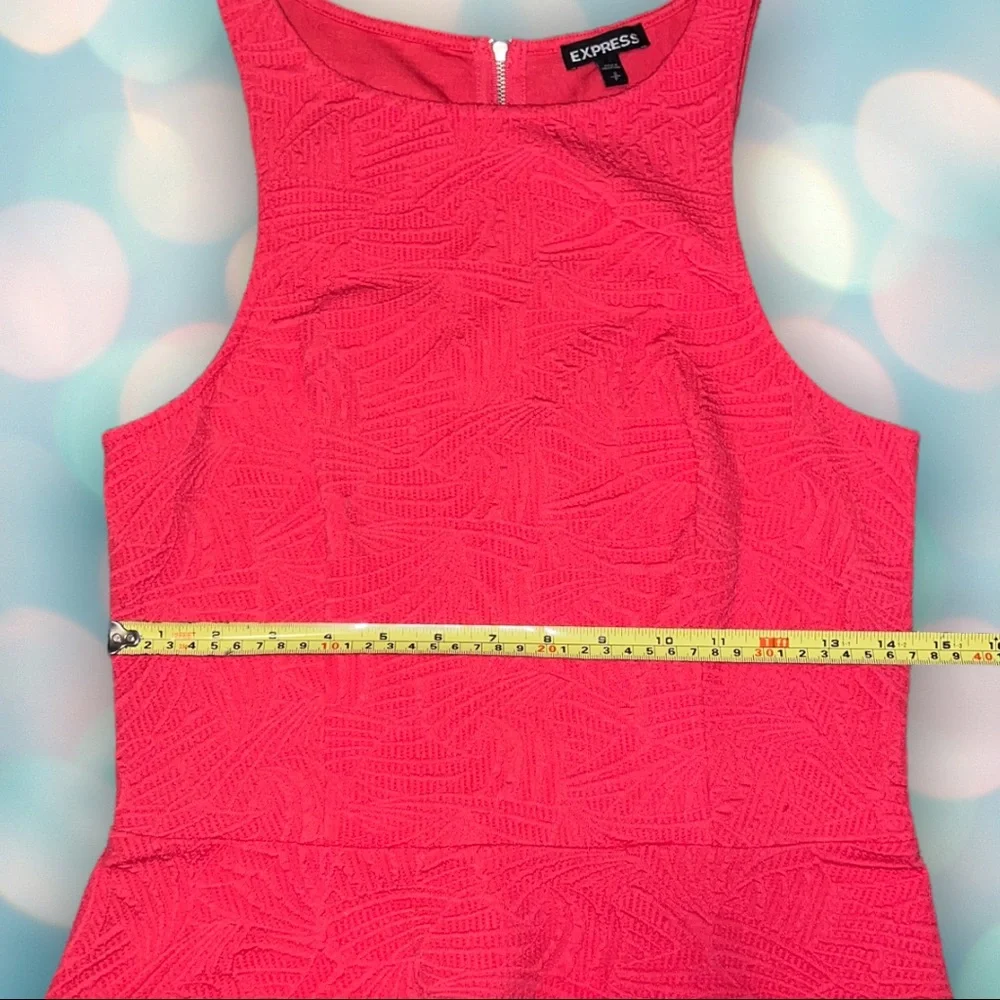 Express Women’s Red Coral Sleeveless Peplum Blouse Shirt Top Size S - Picture 3 of 4